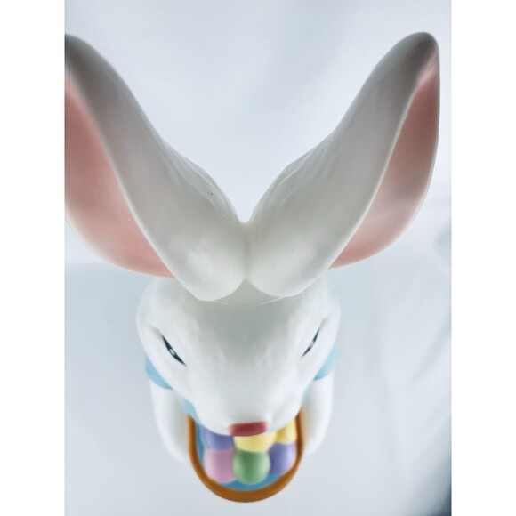 New 2024 Blue Boy Easter Bunny Rabbit Basket Flowers BLOW MOLD Lighted 24 Inch - Picture 9 of 12